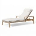 Lettino prendisole 200 x 70 cm in legno e corda beige con schienale reclinabile
