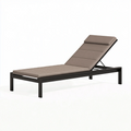 Lettino prendisole 200 x 70 cm in metallo nero con rivestimento tessile tortora - schienale regolabile da esterno