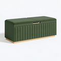 Panca contenitore 120 x 45 x 50 cm in similpelle verde con seduta imbottita stile moderno