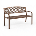 Panchina da giardino 122 x 62 x 91 cm in metallo marrone con schienale decorativo
