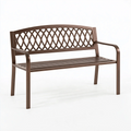 Panca da giardino 120 x 60 x 90 cm in metallo marrone con schienale intrecciato