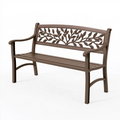 Panchina da giardino 120 cm in plastica marrone con schienale decorativo