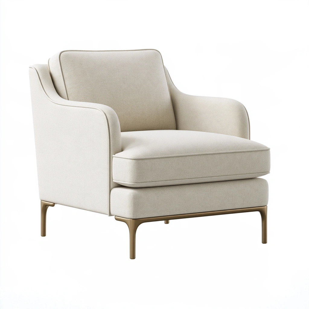 Poltrona 78 x 85 x 88 cm in tessuto beige con gambe in metallo - stile moderno