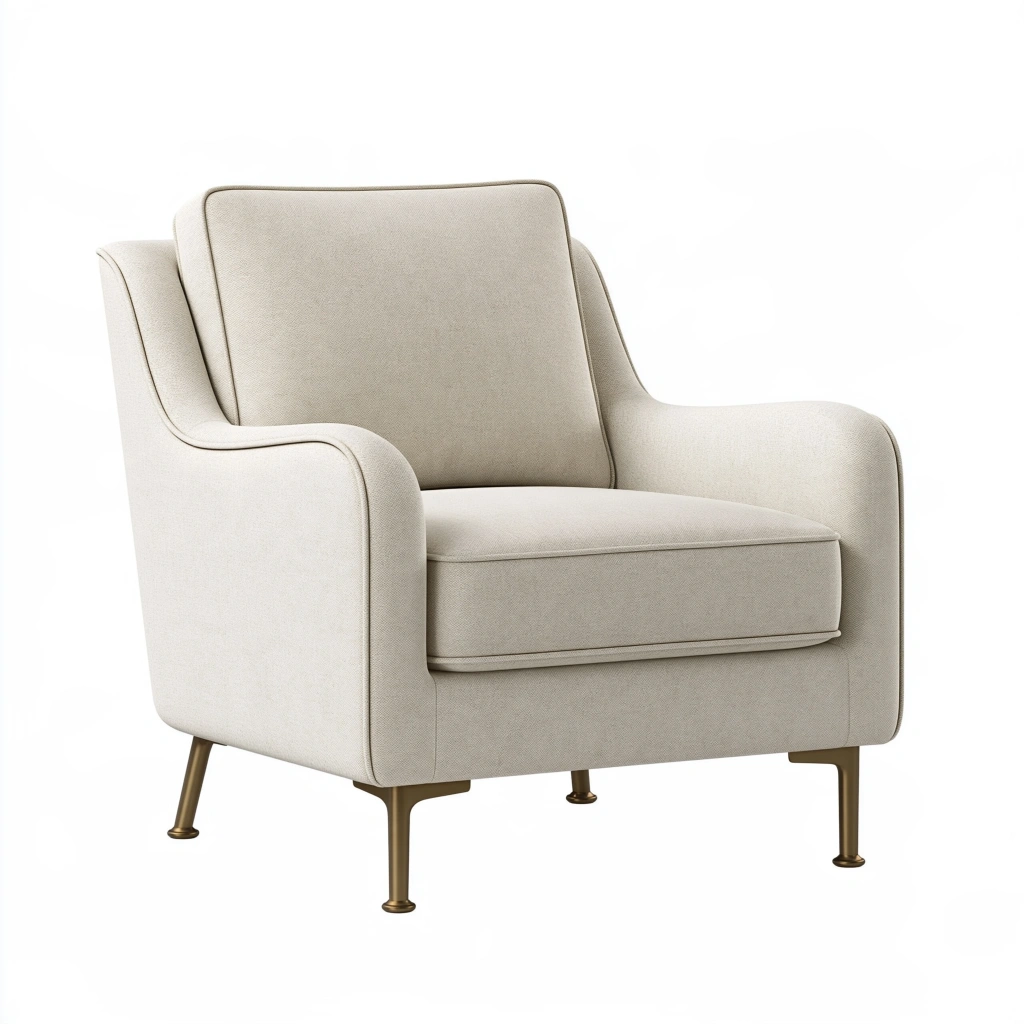 Poltrona 82 x 85 x 90 cm in tessuto beige con gambe in metallo stile moderno