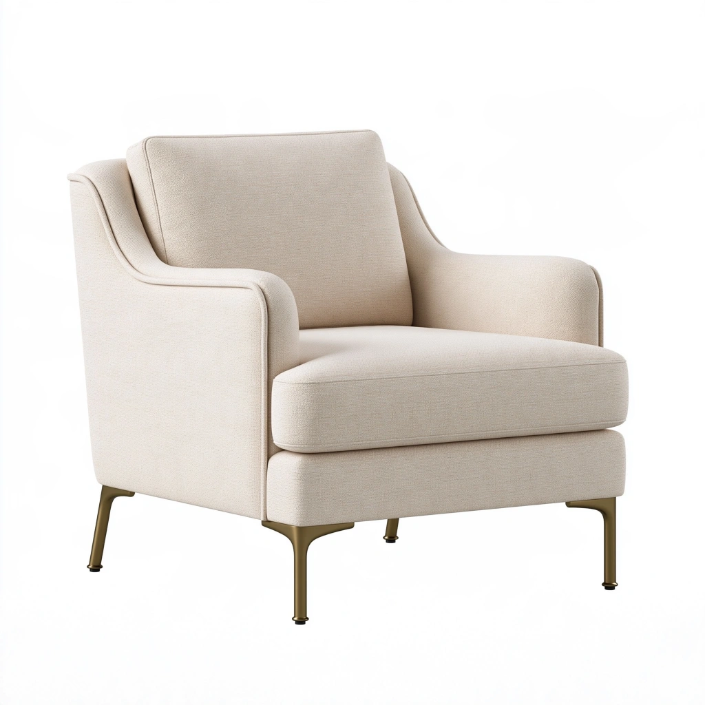 Poltrona 82 x 86 x 88 cm in tessuto beige con gambe in metallo stile moderno