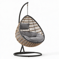Poltrona sospesa 100 x 100 x 195 cm in rattan naturale con struttura in metallo nero - stile boho da giardino