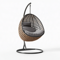 Poltrona sospesa 105 x 105 x 195 cm in fibra intrecciata beige con supporto in metallo nero