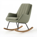 Sedia a dondolo 72 x 92 x 100 cm in tessuto verde con struttura in metallo e base in legno