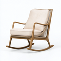 Sedia a dondolo 68 x 92 x 100 cm in legno marrone e tessuto beige