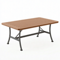 Tavolo da giardino rettangolare 150 x 90 x 74 cm in legno e metallo marrone antracite a doghe