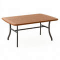 Tavolo da giardino 150x90x74 cm in legno marrone e metallo nero con piano a doghe