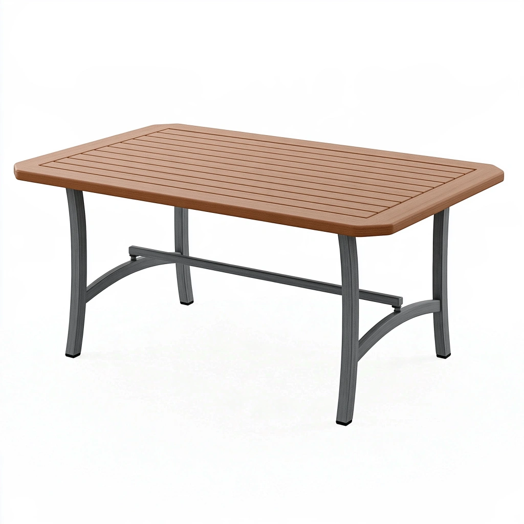 Tavolo da giardino 150 x 90 x 74 cm in legno marrone e metallo grigio - piano a doghe