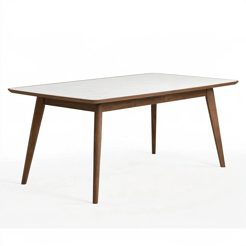 Tavolo da pranzo 160 x 80 cm in legno marrone con piano bianco stile moderno
