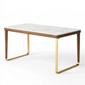 Tavolo da pranzo 160 x 90 x 75 cm piano effetto marmo bianco struttura in legno e metallo stile moderno