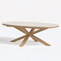 Tavolo da pranzo ovale 220 x 110 cm in legno naturale e bianco con base a X