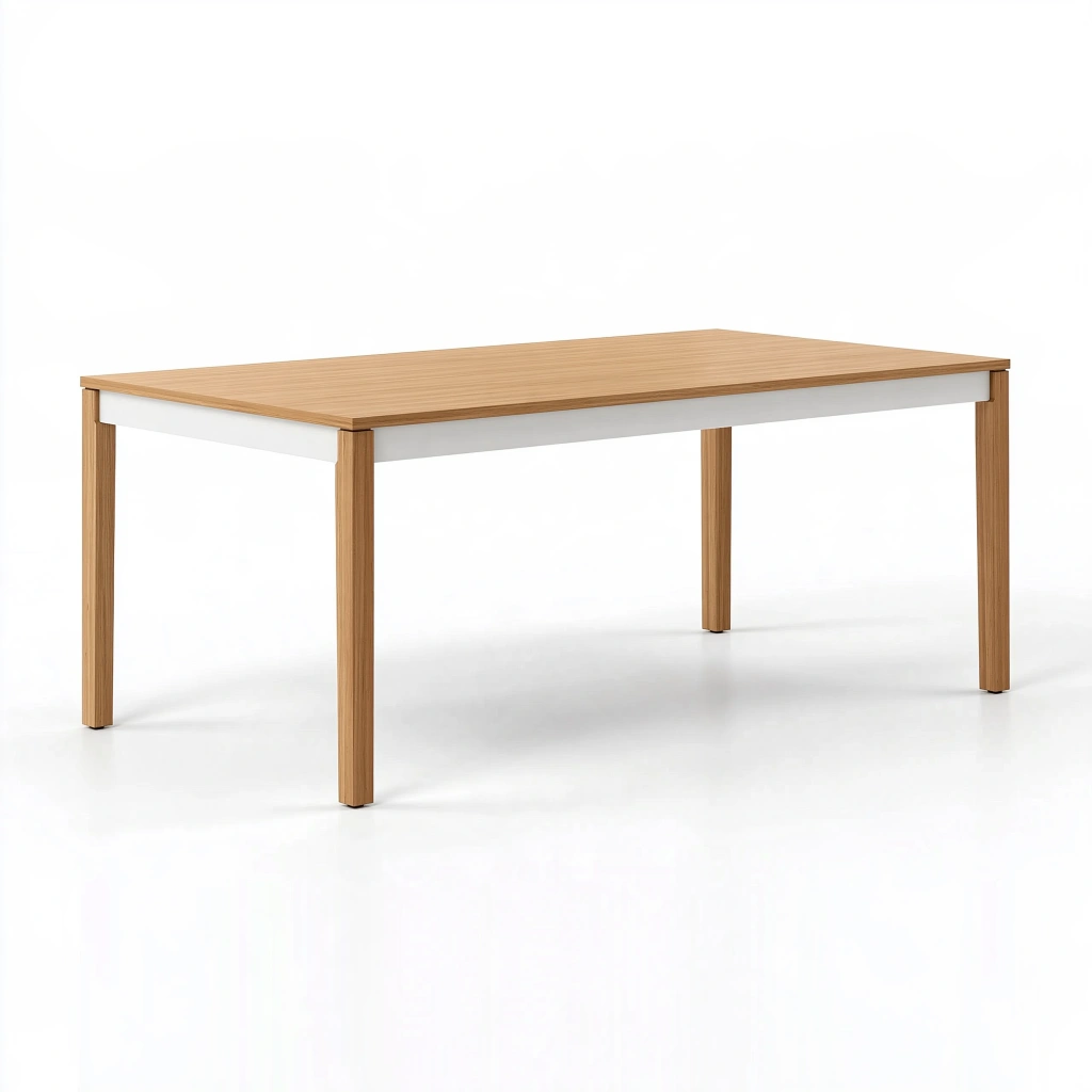 Tavolo da pranzo 160 x 80 x 75 cm in legno naturale e bianco stile moderno