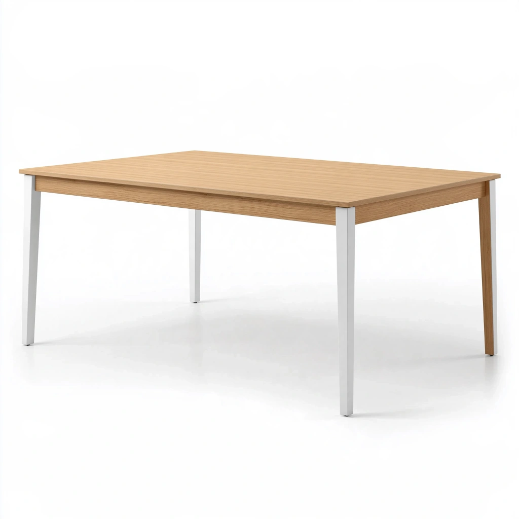 Tavolo da pranzo 160 x 80 x 75 cm effetto legno naturale e bianco stile moderno