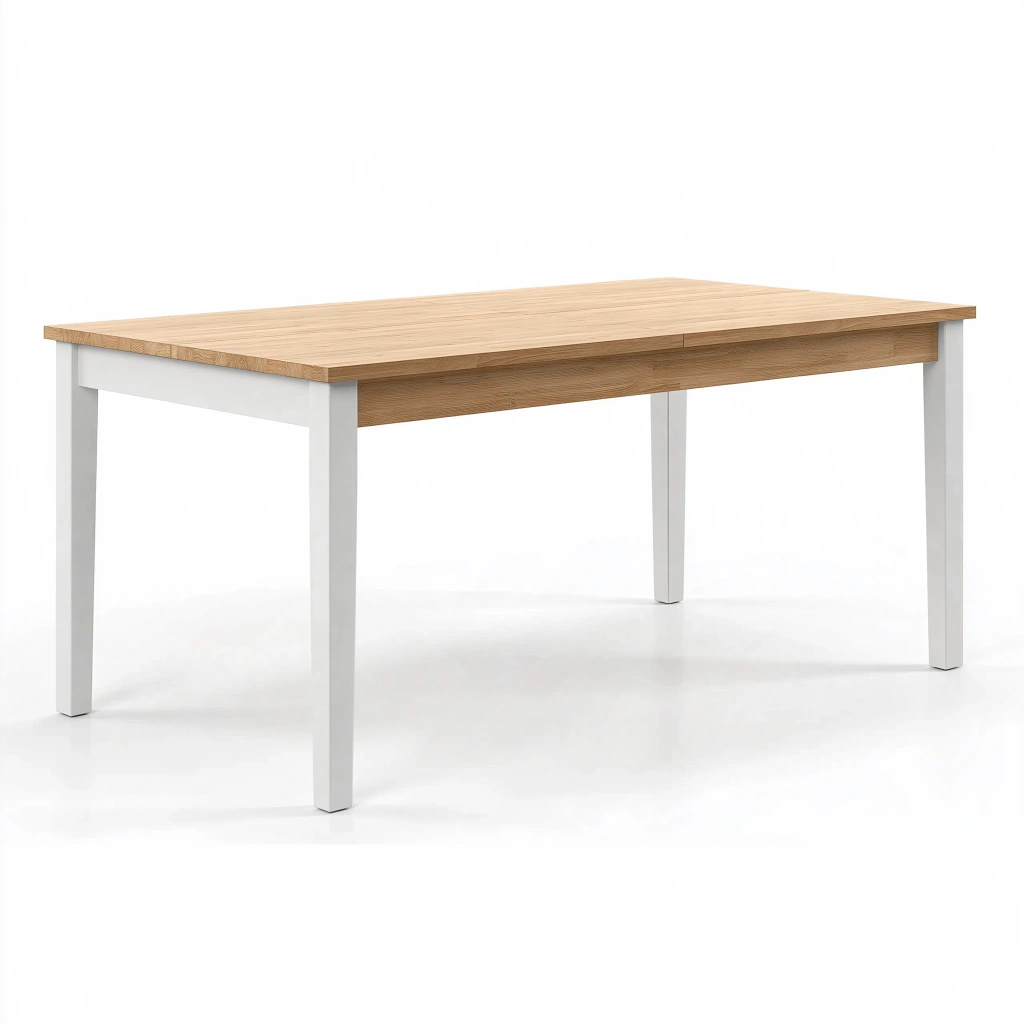 Tavolo da pranzo 160 x 90 x 75 cm in legno effetto rovere e metallo bianco - stile moderno